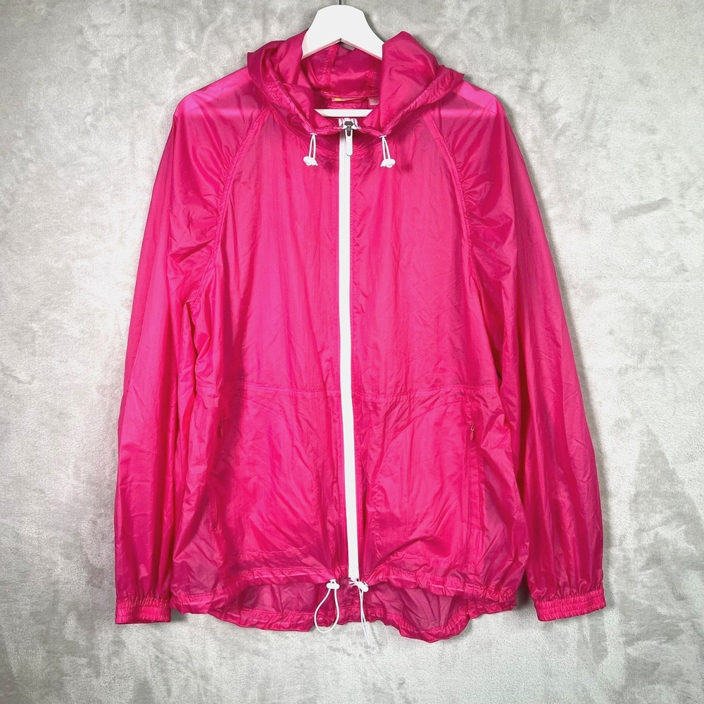 Zella Sheer Packable Zip-up Hooded Jacket Pink Rouge Size Medium Lightweight NWT